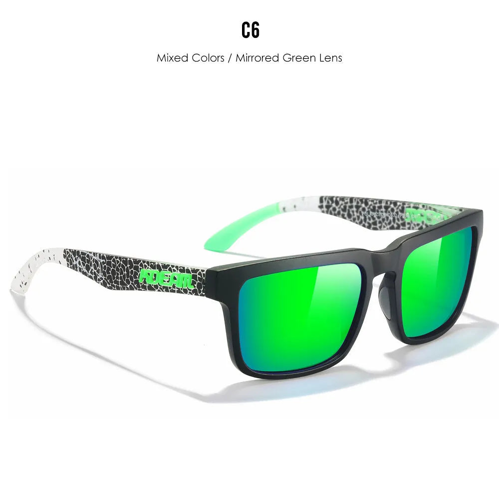 Polarized square sunglasses with TAC lens and PC frame in multiple colour options for outdoor use