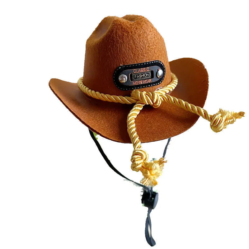 British cowboy hat for dogs and cats with decorative trim options