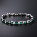 Women's square diamond bracelet with electroplated platinum finish and geometric design