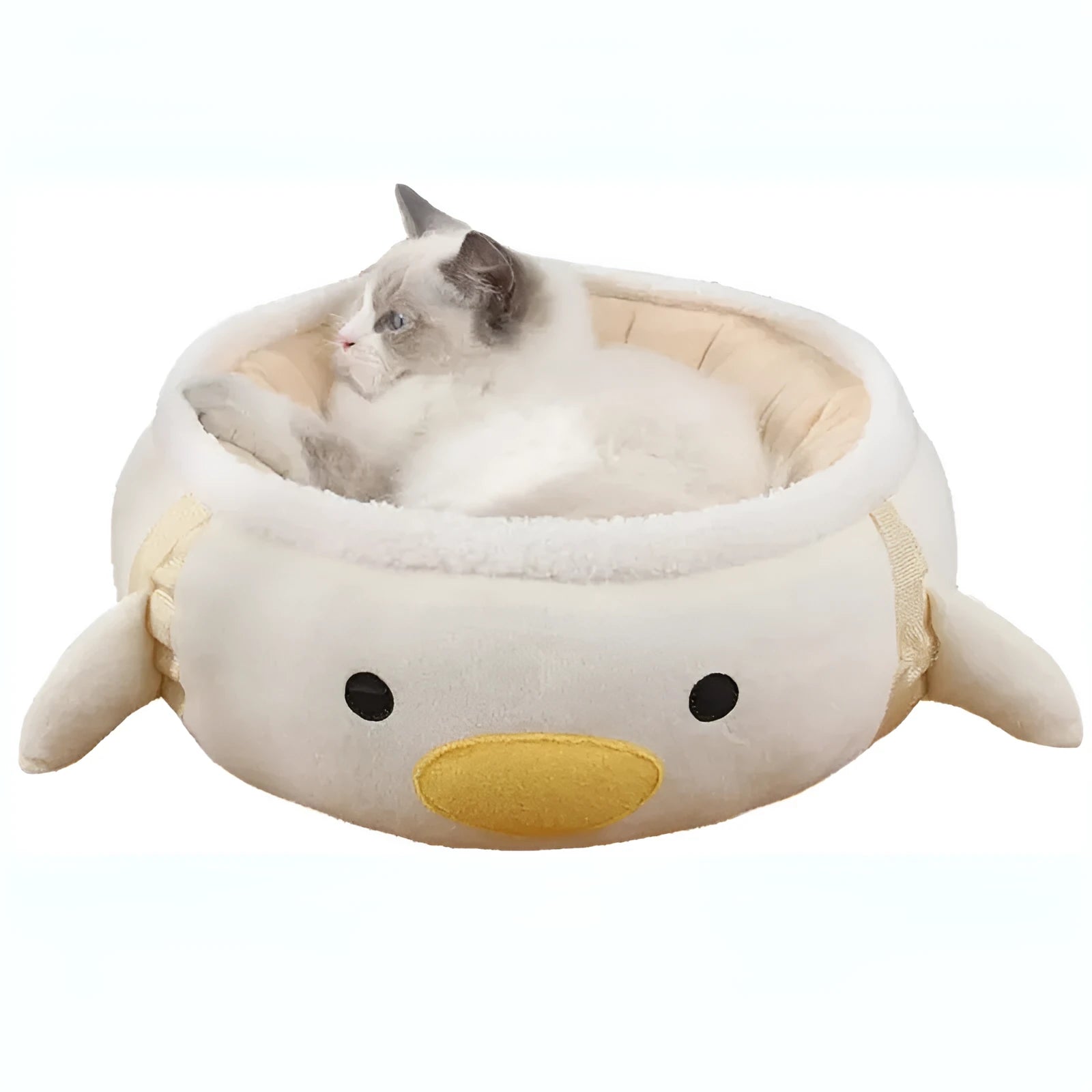 Green chick dinosaur shaped cat bed with straps that can be used flat or hung as a hammock