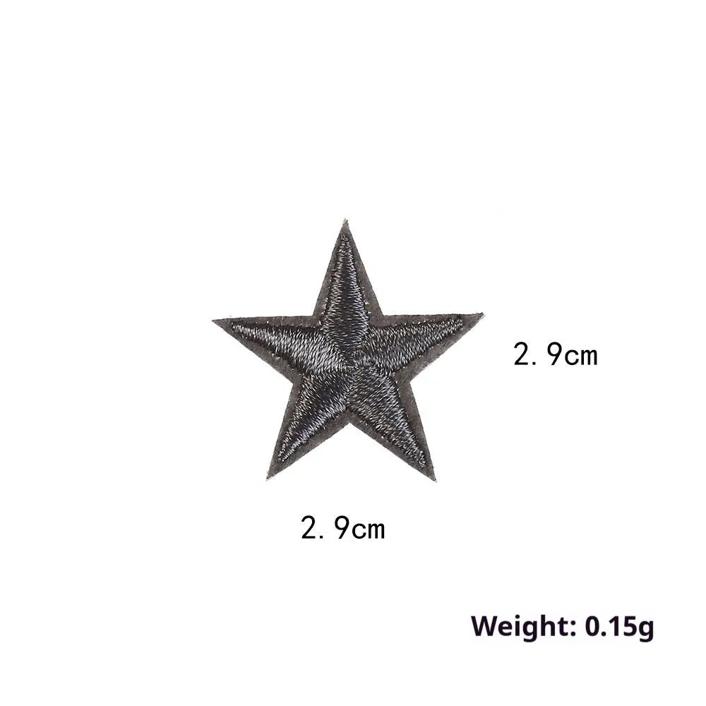 Colourful embroidered five-pointed star cloth stickers for DIY fabric decoration