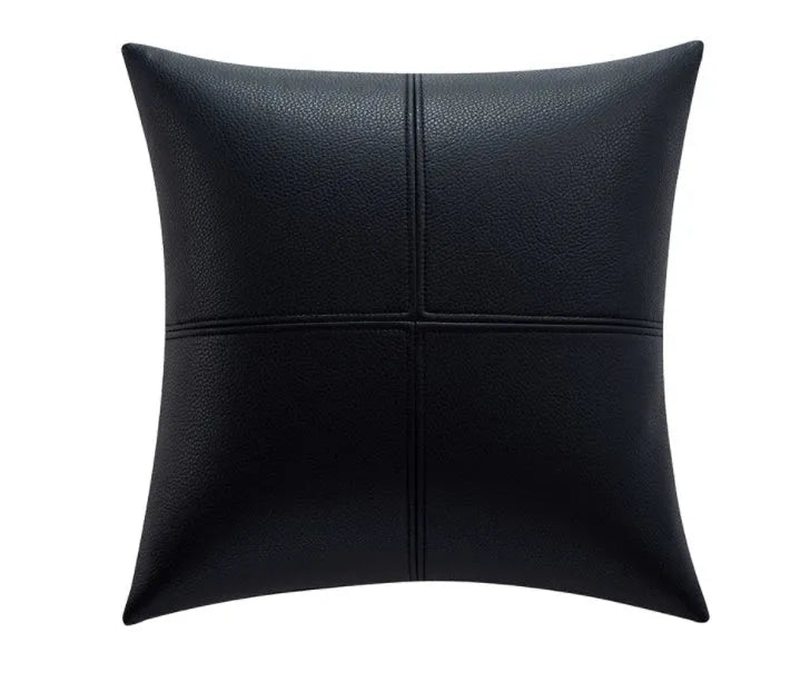Solid colour cowhide leather pillow cover in Nordic style with PP cotton filler