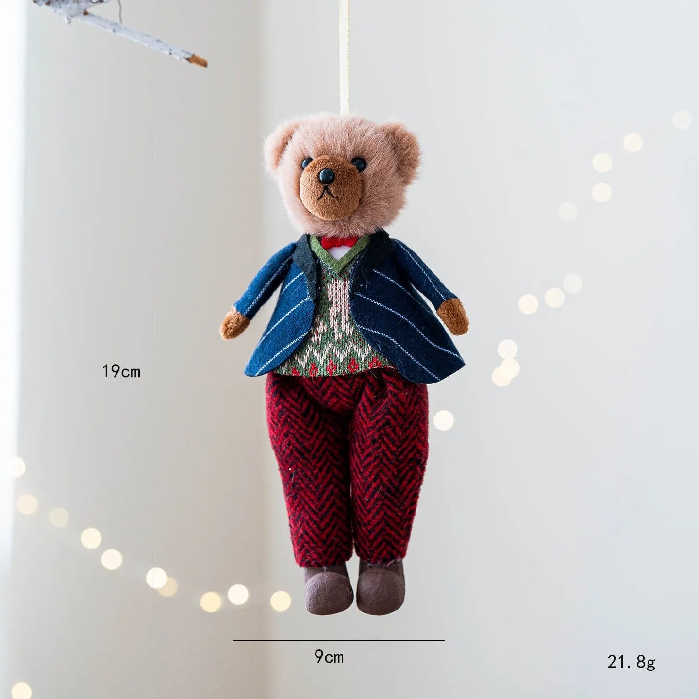 Cartoon plush bear couple in cotton plaid suits - gentleman bear and princess bear