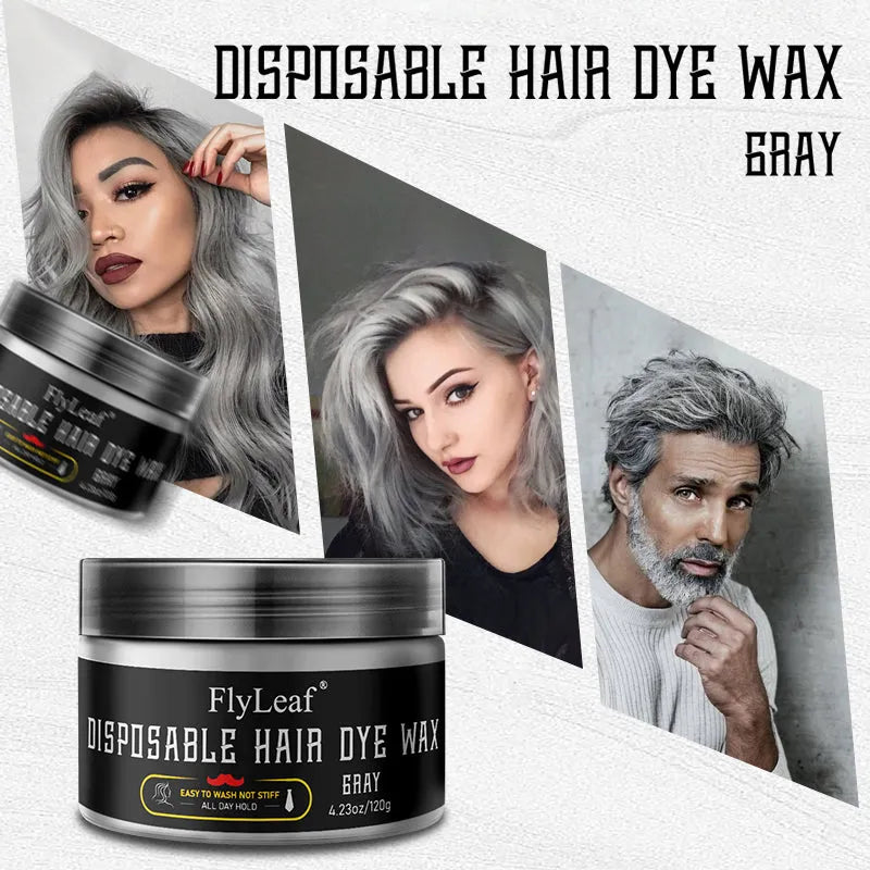 Disposable hair dye wax in gray colour, 120g tub, temporary hair wax for styling
