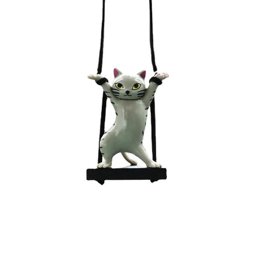 Resin cartoon cat pendant for car interior decoration on a 25 cm adjustable rope.