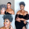 Short synthetic rolls wig in Kanekalon fibre showing exotic style design