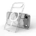 Transparent magnetic iPhone 17 phone case showing TPU composite construction and magnetic charging compatibility