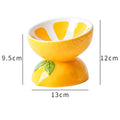 Ceramic raised cat bowl with tilted design in orange, pitaya, or watermelon patterns