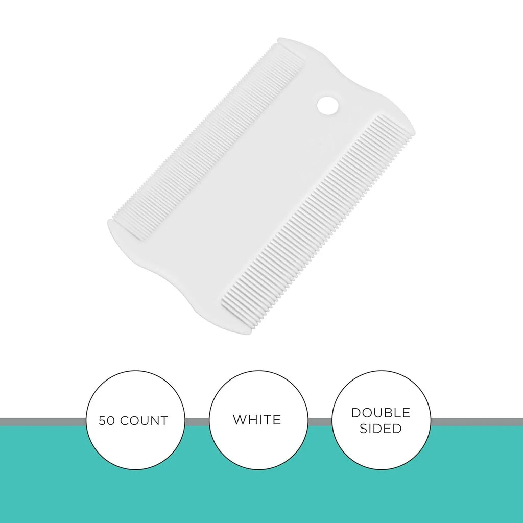 Double sided plastic flea comb for pets with dense teeth and compact grate mouth design.
