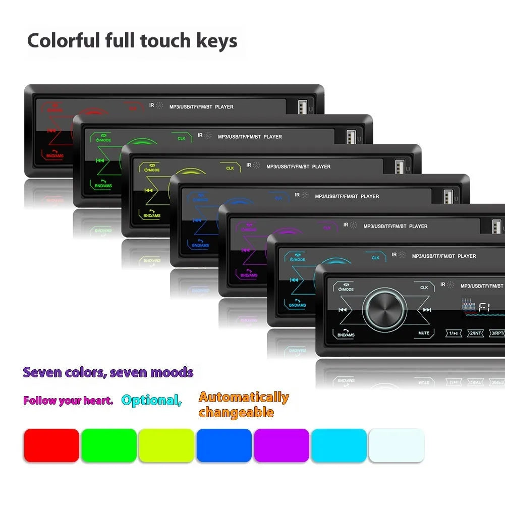 M10 touch screen dual USB vehicular Bluetooth MP3 player with colourful light and radio all-in-one machine