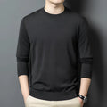 Men's round neck wool blend pullover sweater in winter weight with long sleeves