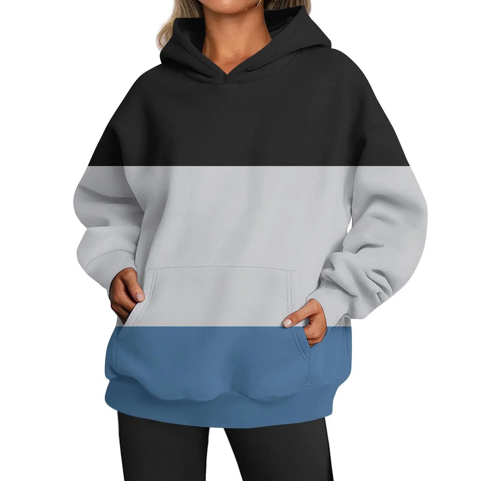 European and American ladies casual style printed hooded top in polyester, multiple colours and sizes available