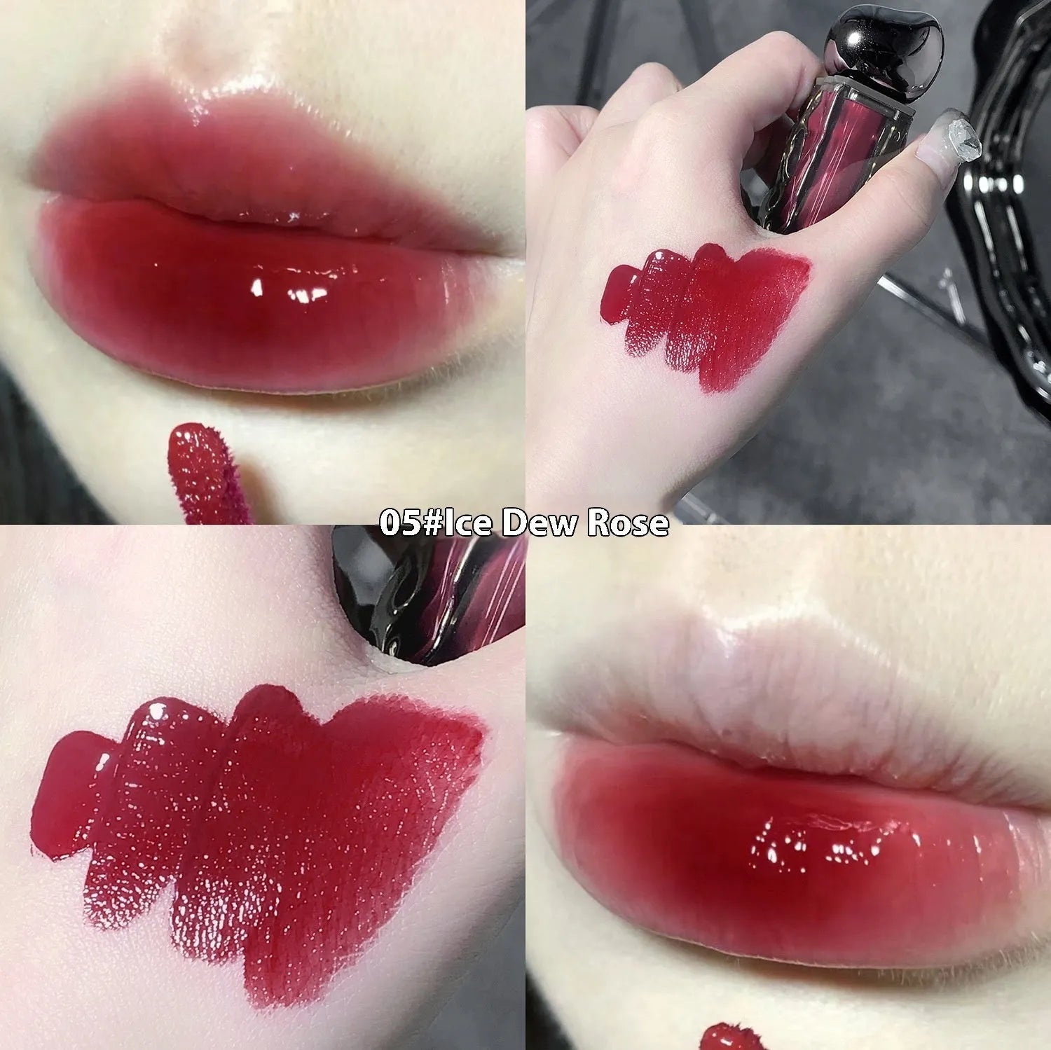 Glacier Lava Lip Lacquer cosmetic product in water-light mirror finish with seven shade number options