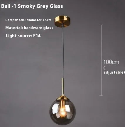 Modern round glass ball chandelier ceiling light in Nordic style with spherical glass elements