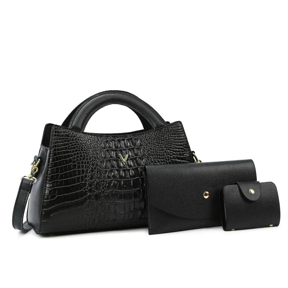Women's square vertical crossbody handbag in crocodile-pattern PU leather with single shoulder strap