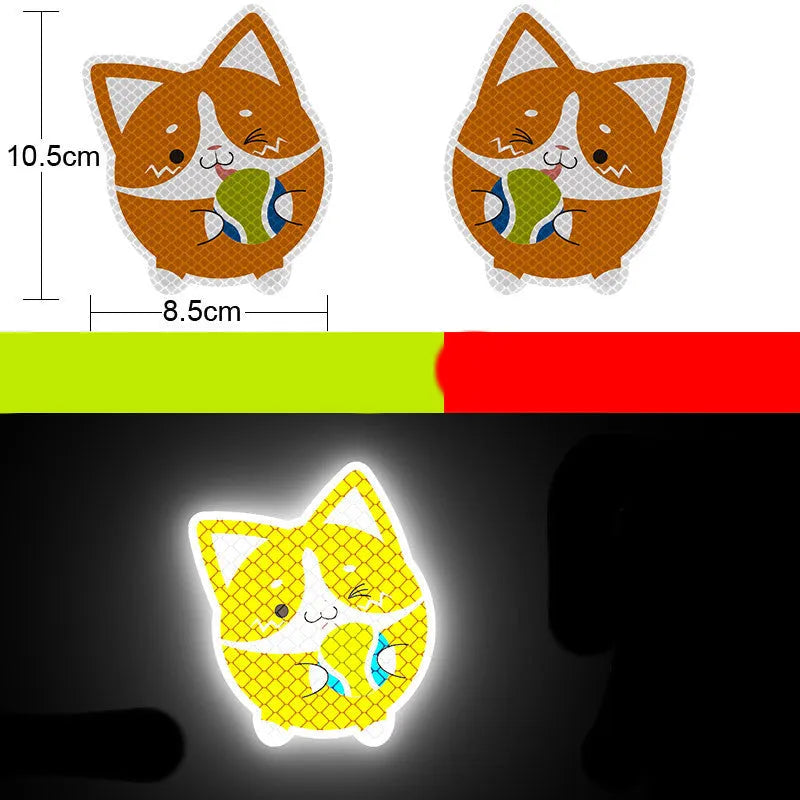 A pair of diamond reflective film warning stickers for vehicles, showing sample designs.