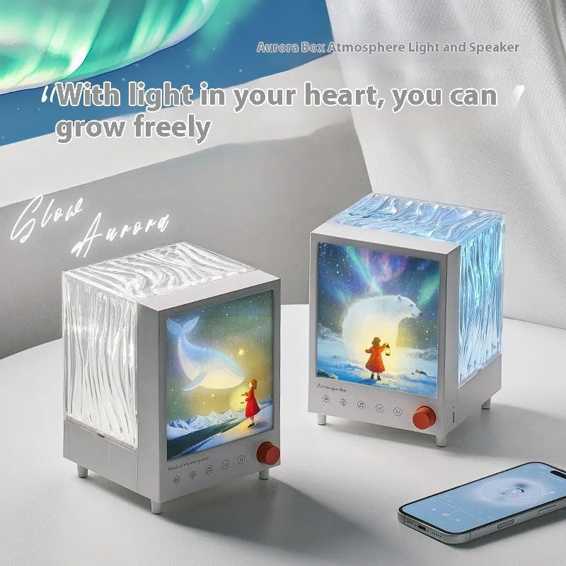 Aurora Treasure Box atmosphere projection lamp projecting star sea whale light pattern with Bluetooth speaker