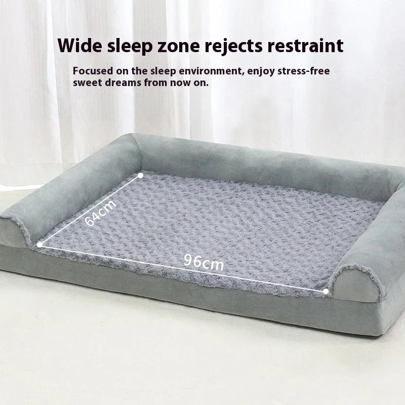 Soft cloth dog kennel bed in light grey and dark grey colours with three size options