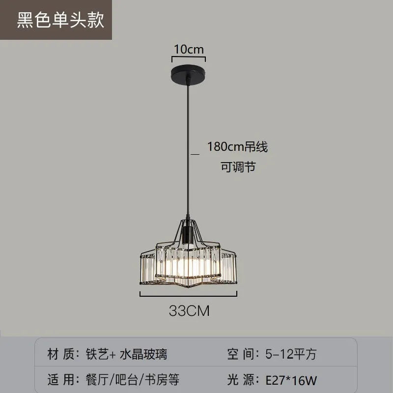 Modern crystal chandelier ceiling lamp in black or gold with LED lighting
