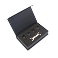 Black Bluetooth tyre pressure monitor sensors with wrench and anti-theft screws for vehicle safety