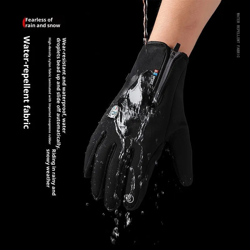 USB heating men's and women's winter cycling gloves in constant temperature black with reflective night vision panels