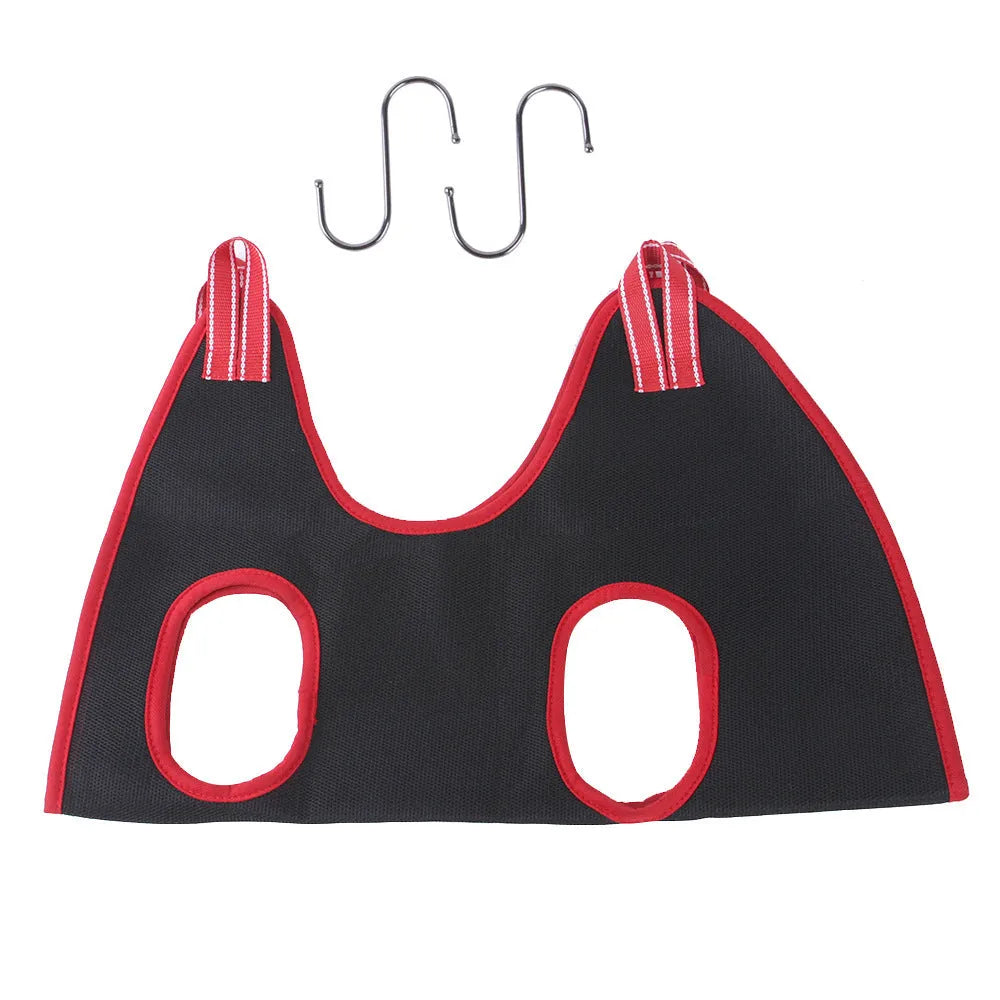 Pet grooming hammock restraint bag hanging with mesh fabric and adjustable zippers