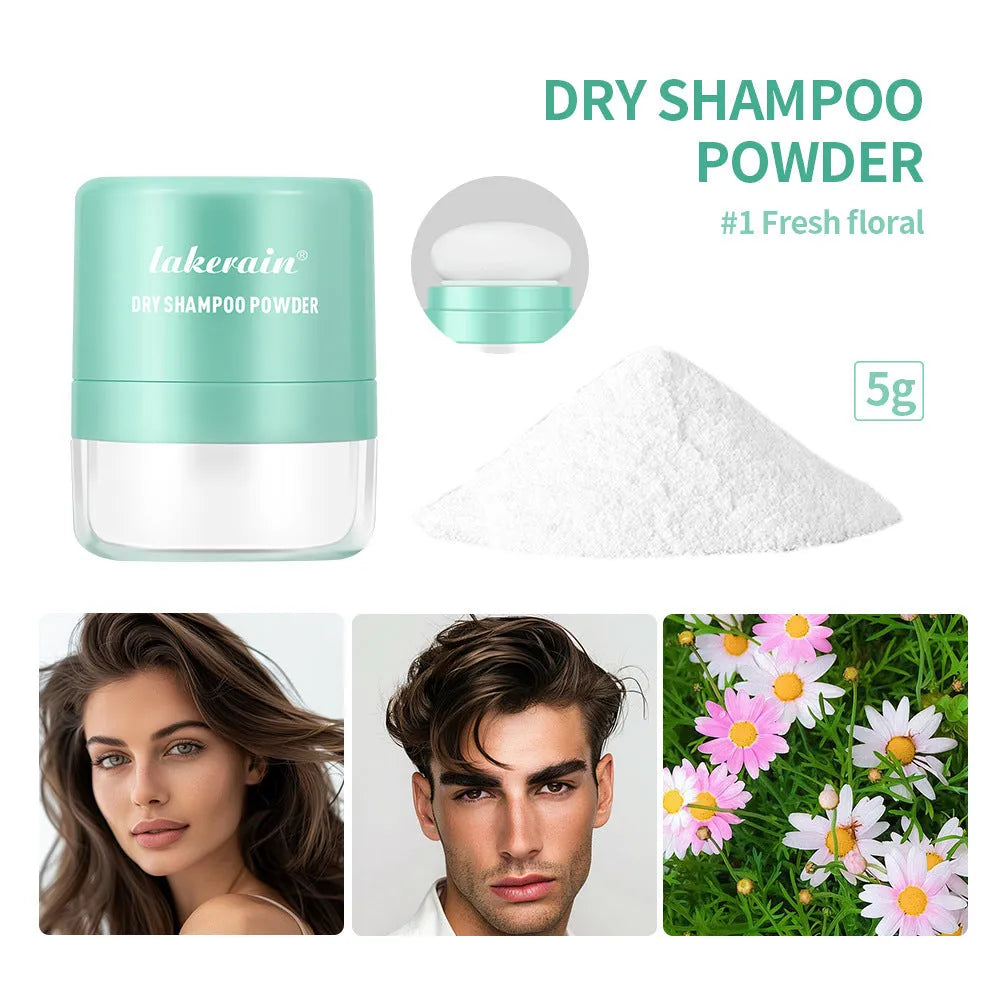 Disposable dry hair powder kit with 5g pod, sponge headband, and mirror for bangs refresh.