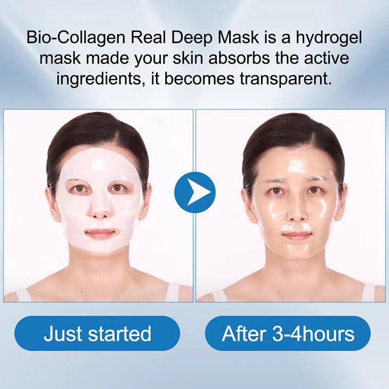 Collagen face mask box of 4 pieces, each 34g, for firming, hydrating and brightening skin
