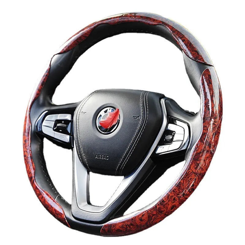 Peach wood grain artificial leather steering wheel sleeve for 38cm diameter car wheels
