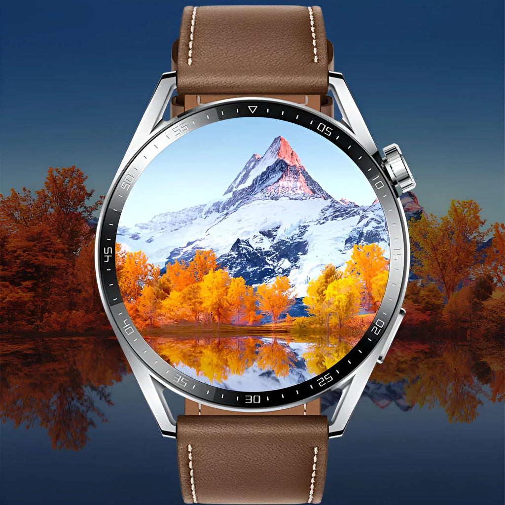 Black GS3 Max smartwatch on wrist showing home screen with time and health stats.