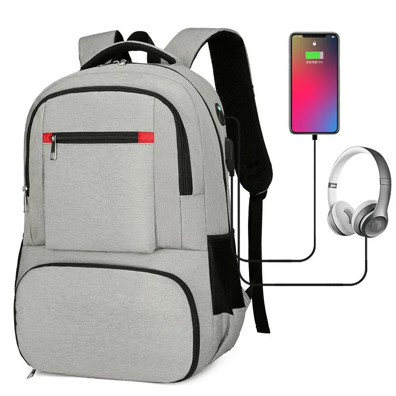 Light grey Oxford cloth insulated picnic backpack with curved shoulder straps and multiple compartments.