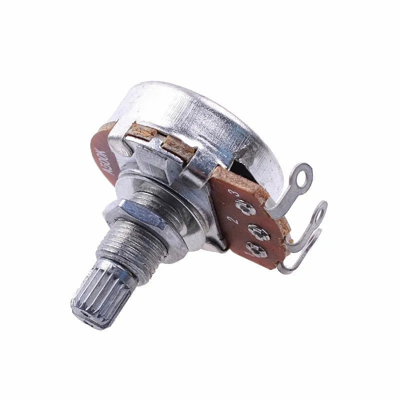 Metal electric guitar potentiometer knob for tone and volume control replacement.