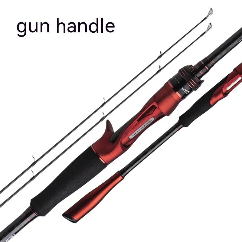 Carbon fishing rod in pikestaff and straight handle styles showing 2.1m and 2.4m length options