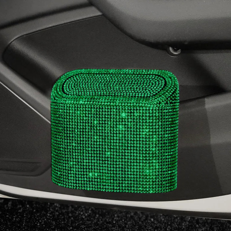 Coloured diamond car trash can plastic plug-in 16x14x6.4cm with studded pattern