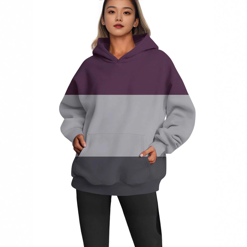 European and American ladies casual style printed hooded top in polyester, multiple colours and sizes available