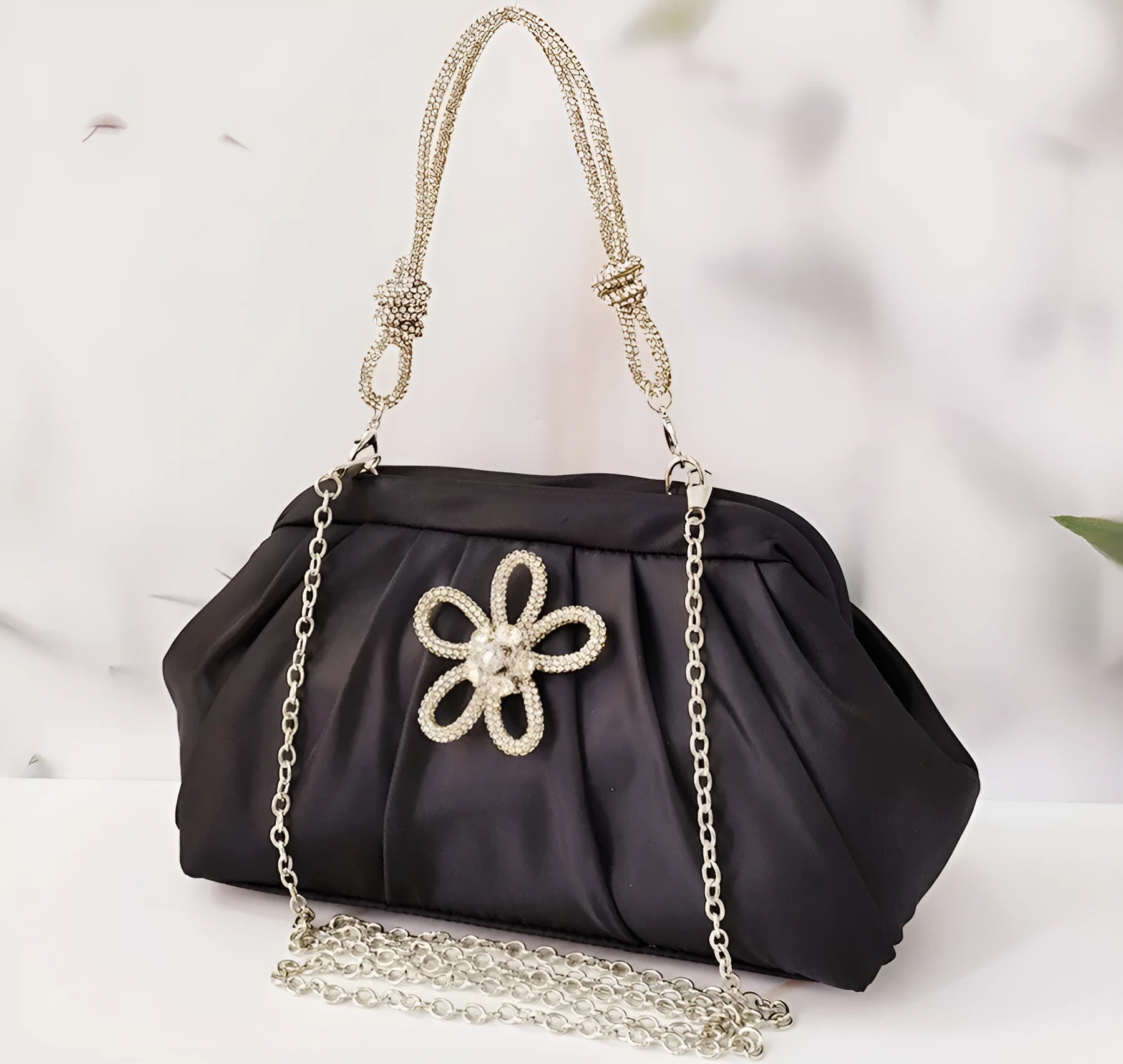 Women's large-capacity soft polyester shoulder messenger bag with chain accents and document compartment