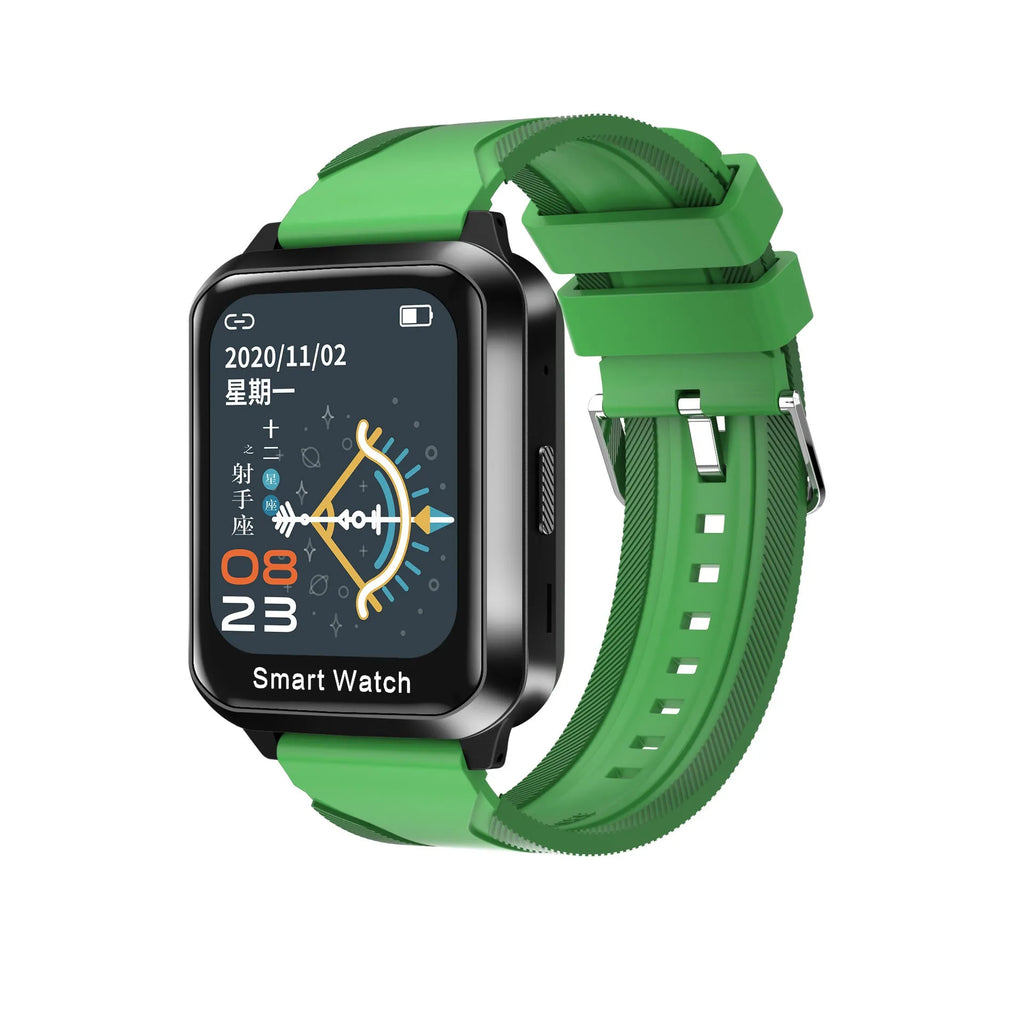 Smart bracelet with split screen display showing call interface on black silicone wristband