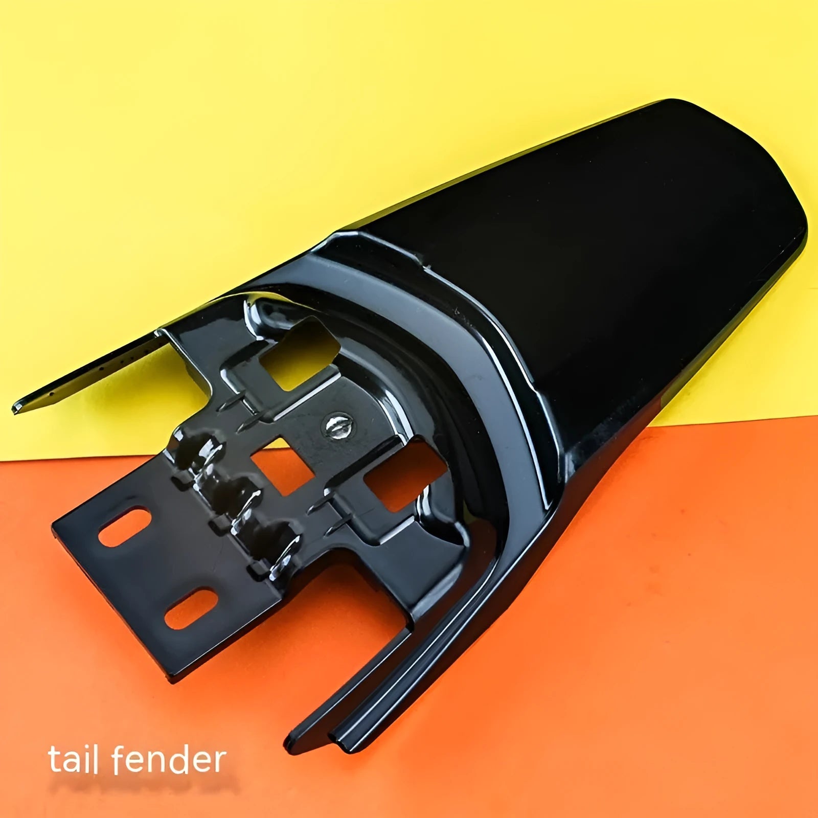 Carbon fibre lengthened rear mudguard and tail fender for a light bee electric off-road bicycle.