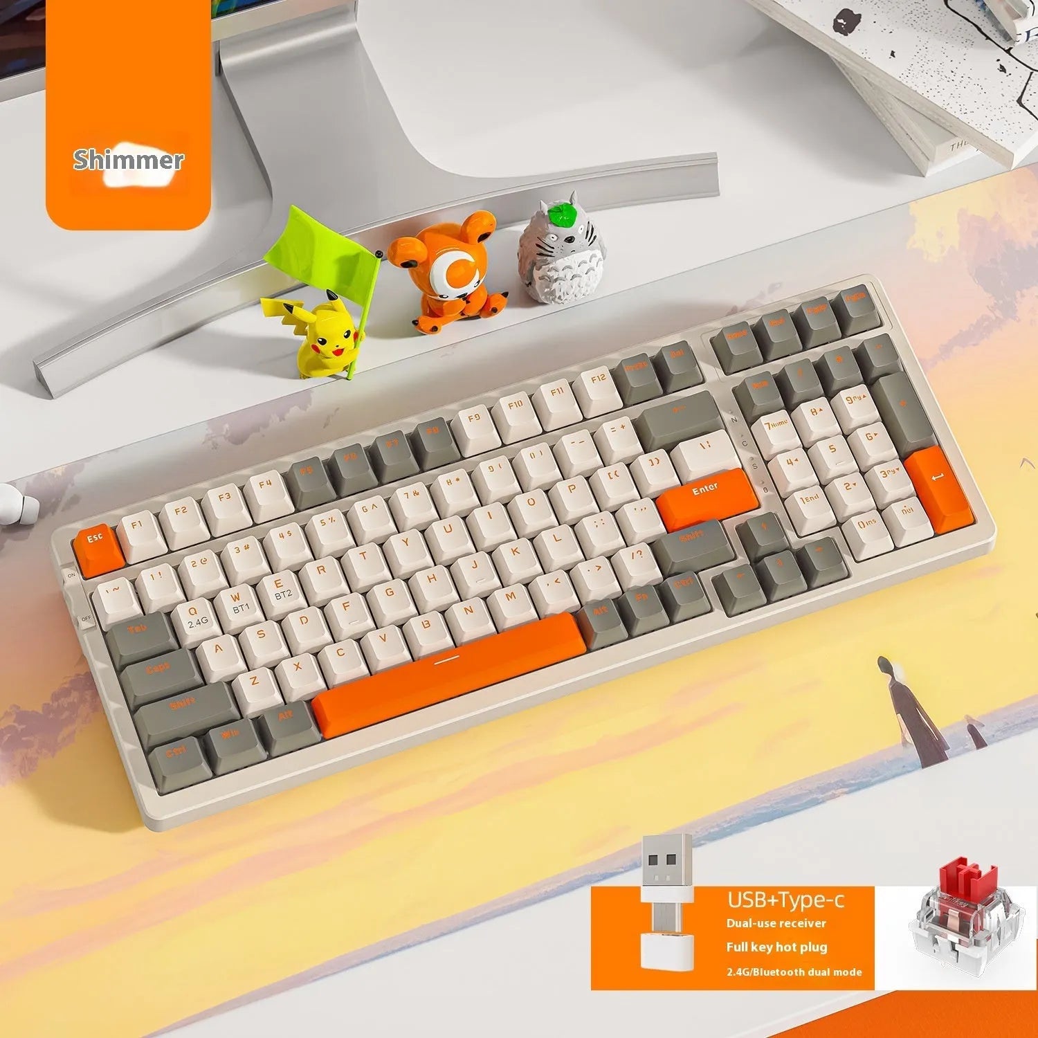 Free Wolf K96 Bluetooth dual-mode hot-swappable mechanical keyboard in compact black ABS case.