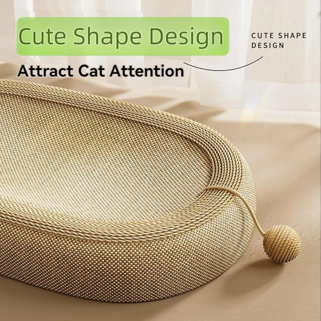 Large natural sisal cat scratching board with an attached lounging platform bed