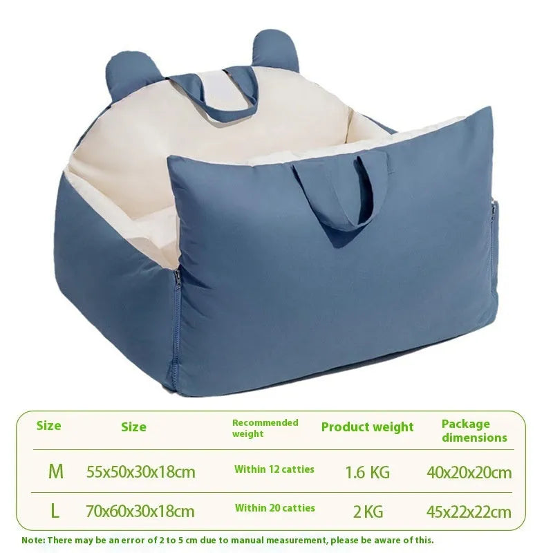 Removable washable car dog kennel in beige colour with medium and large size options