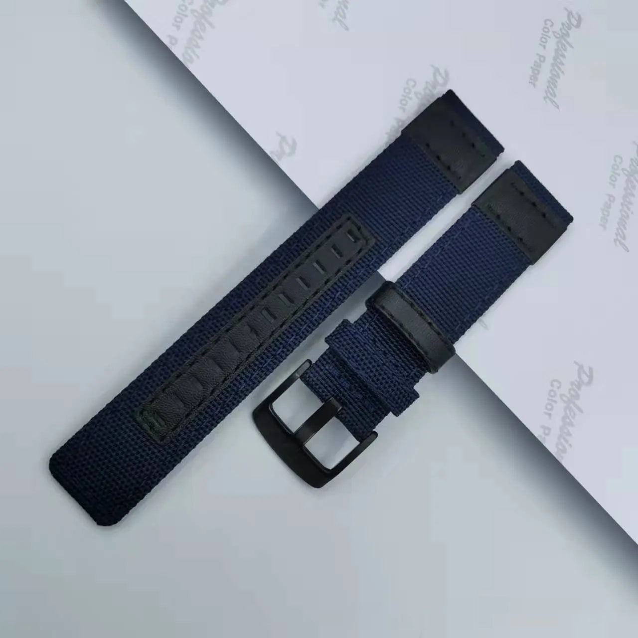 Oxford cloth canvas watch strap showing multiple width and colour options