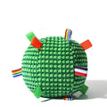 Blue pineapple lattice pattern rolling ball dog toy with squeaker measuring 17cm in diameter