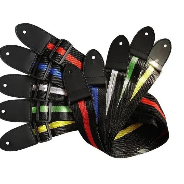 Woven folk pattern guitar strap adjustable for electric acoustic bass ukulele crossbody use