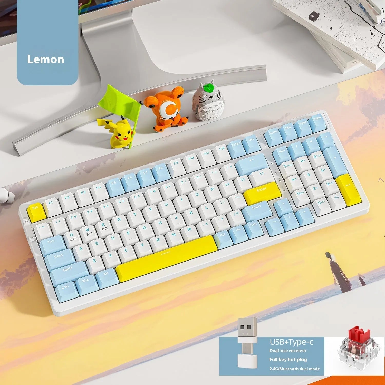 Free Wolf K96 Bluetooth dual-mode hot-swappable mechanical keyboard in compact black ABS case.
