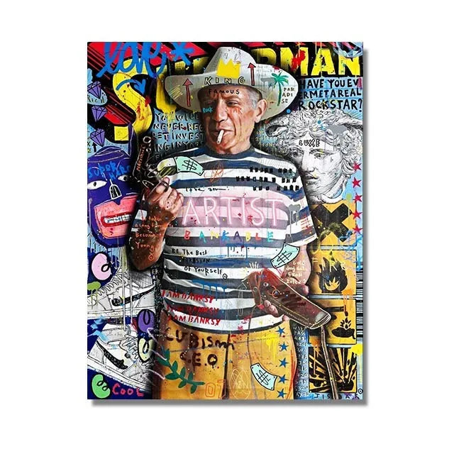 Graffiti abstract oil painting street poster on canvas, spray paint finish, unframed, multiple sizes from 20x25cm to 80x120cm