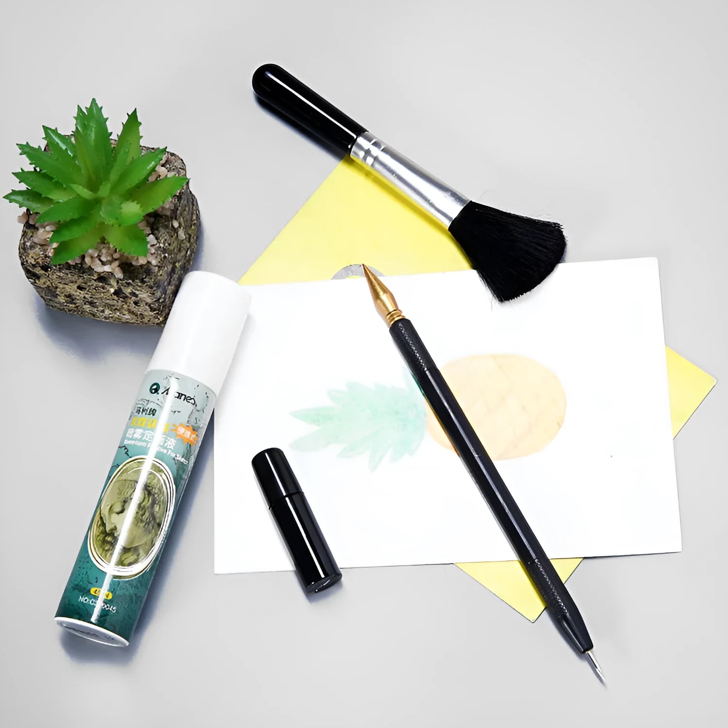 Scratching tool set with scraper pen, brushes, repair solution and bamboo sticks for scratch painting