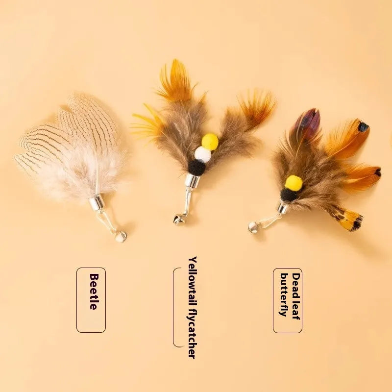 Three steel wire cat toy replacement heads in small flying insect colours
