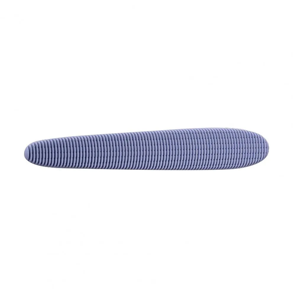 Grey and pink ABS plastic cat grooming comb with tongue-mimicking massage design