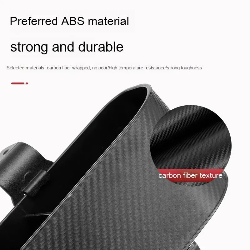 Car seat back hook storage box in black, made from ABS carbon fibre pattern material, for hanging organisation